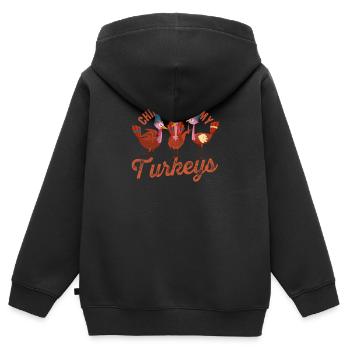 Chillin With My Turkeys Thanksgiving Autumn Autumn - Kids Premium Organic Zip-up Hoodie - black - Back - AI Model Kid Male (0cm)