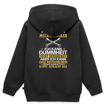 Mechatroniker Ich kann Dummheit nicht Reparieren - Kinder Premium Organic Zip Hoodie - Schwarz - Hinten - AI Model Kid Male (0cm)