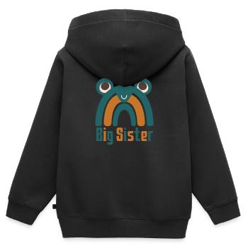 Grosse Schwester Frosch Regenbogen - Kinder Premium Organic Zip Hoodie - Schwarz - Hinten - AI Model Kid Male (0cm)