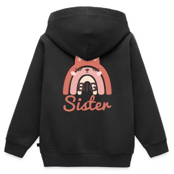 Grosse Schwester Regenbogen Hase - Kinder Premium Organic Zip Hoodie - Schwarz - Hinten - AI Model Kid Male (0cm)