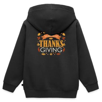 Happy Thanksgiving Day Herbst Herbst Blätter - Kinder Premium Organic Zip Hoodie - Schwarz - Hinten - AI Model Kid Male (0cm)