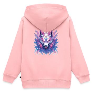 Wolf Wolfskopf Wölfe Waldbewohner Tiere - Kinder Premium Organic Zip Hoodie - Rosa - Hinten - AI Model Kid Female (0cm)
