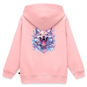Wolf Wolfskopf Wölfe Waldbewohner Tiere - Kinder Premium Organic Zip Hoodie - Rosa - Hinten - AI Model Kid Female (0cm)