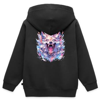 Wolf Wolfskopf Wölfe Waldbewohner Tiere - Kinder Premium Organic Zip Hoodie - Schwarz - Hinten - AI Model Kid Male (0cm)