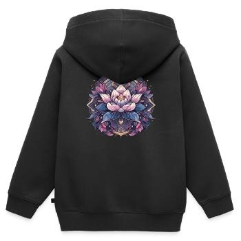 Lotusblume Meditation - Kinder Premium Organic Zip Hoodie - Schwarz - Hinten - AI Model Kid Male (0cm)