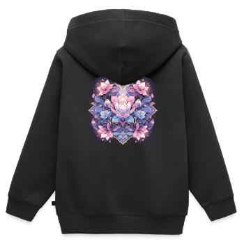 Méditation - Sweat Premium à capuche zippé enfant bio - noir - Dos - AI Model Kid Male (0cm)