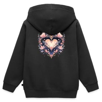 Fleur de lotus - Sweat Premium à capuche zippé enfant bio - noir - Dos - AI Model Kid Male (0cm)
