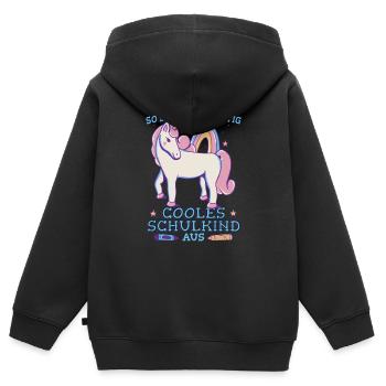 Einhorn Schulkind Mädchen Grundschule - Kinder Premium Organic Zip Hoodie - Schwarz - Hinten - AI Model Kid Male (0cm)