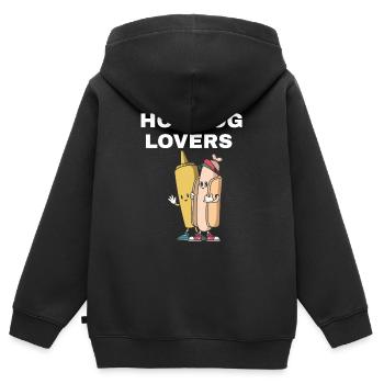 Hot Dog Lovers - Fast Food Saying - Kids Premium Organic Zip-up Hoodie - black - Back - AI Model Kid Male (0cm)