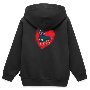 Chien teckel Propriétaire de chien Gechenkidee - Sweat Premium à capuche zippé enfant bio - noir - Dos - AI Model Kid Male (0cm)