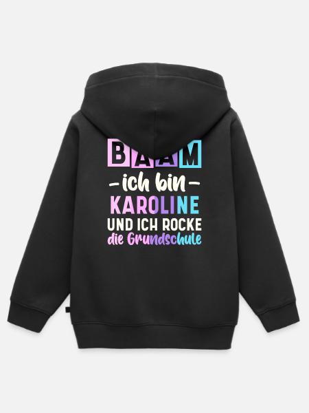Name Karoline Geschenk Grundschule - Kinder Premium Organic Zip Hoodie - Schwarz