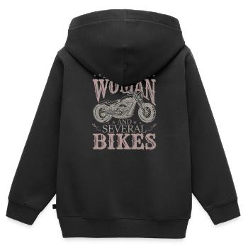 Ich liebe mehrere Fahrräder - Kinder Premium Organic Zip Hoodie - Schwarz - Hinten - AI Model Kid Male (0cm)