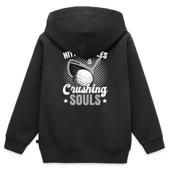 Drôle de joueur de golf gag de golf - Sweat Premium à capuche zippé enfant bio - noir - Dos - AI Model Kid Male (0cm)