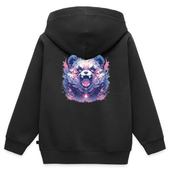Panda Panda Tête Panda Ours Panda Panda Bébé - Sweat Premium à capuche zippé enfant bio - noir - Dos - AI Model Kid Male (0cm)