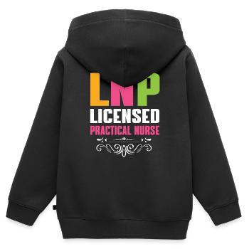 Licensed Practical Nurse - Kids Premium Organic Zip-up Hoodie - black - Back - AI Model Kid Male (0cm)