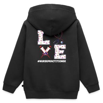 Infirmière en pratique avancée Saint-Valentin - Sweat Premium à capuche zippé enfant bio - noir - Dos - AI Model Kid Male (0cm)