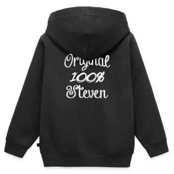 Original 100% Steven - Kinder Premium Organic Zip Hoodie - Schwarz - Hinten - AI Model Kid Male (0cm)