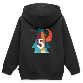 5th Birthday Rocket - Kids Premium Organic Zip-up Hoodie - black - Back - AI Model Kid Male (0cm)