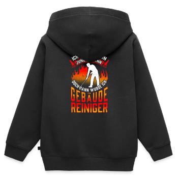 Gebäudereiniger war mal jung Fensterputzer - Kinder Premium Organic Zip Hoodie - Schwarz - Hinten - AI Model Kid Male (0cm)