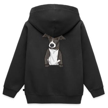 Lévrier italien Greyhound Chiens - Sweat Premium à capuche zippé enfant bio - noir - Dos - AI Model Kid Male (0cm)