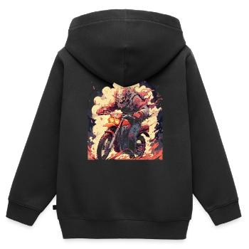 Skull Skull Motocross Dirt Bike - Sweat Premium à capuche zippé enfant bio - noir - Dos - AI Model Kid Male (0cm)