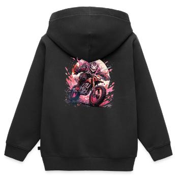 Skull Skull Motocross Dirt Bike - Sweat Premium à capuche zippé enfant bio - noir - Dos - AI Model Kid Male (0cm)