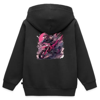 Skull Skull Motocross Dirt Bike - Sweat Premium à capuche zippé enfant bio - noir - Dos - AI Model Kid Male (0cm)