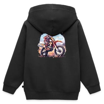 Enfants de motocross - Sweat Premium à capuche zippé enfant bio - noir - Dos - AI Model Kid Male (0cm)