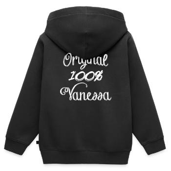 Original 100% Vanessa - Kinder Premium Organic Zip Hoodie - Schwarz - Hinten - AI Model Kid Male (0cm)