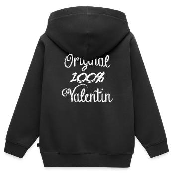 Original 100% Valentin - Kinder Premium Organic Zip Hoodie - Schwarz - Hinten - AI Model Kid Male (0cm)