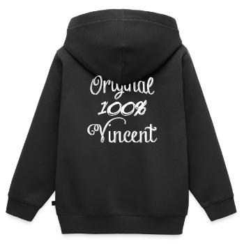 Original 100% Vincent - Kinder Premium Organic Zip Hoodie - Schwarz - Hinten - AI Model Kid Male (0cm)