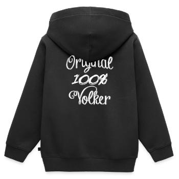 Original 100% Volker - Kinder Premium Organic Zip Hoodie - Schwarz - Hinten - AI Model Kid Male (0cm)