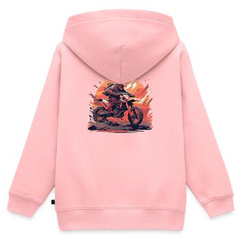 Supermotard Motocross Moto Moto Moto - Sweat Premium à capuche zippé enfant bio - rose - Dos - AI Model Kid Female (0cm)