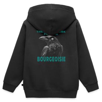 Die Vögel arbeiten für die Bourgeoisie - Kinder Premium Organic Zip Hoodie - Schwarz - Hinten - AI Model Kid Male (0cm)