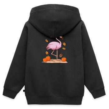 Pilgrim Pink Flamingo Thanksgiving Autumn Animal - Kids Premium Organic Zip-up Hoodie - black - Back - AI Model Kid Male (0cm)
