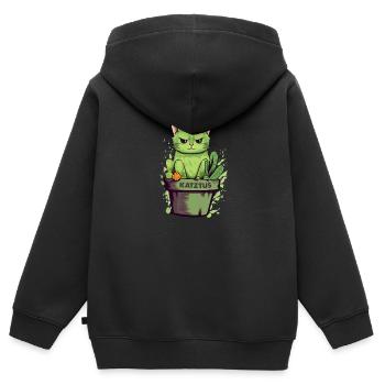 Katztus Katze im Blumentopf mit Kaktus - Kinder Premium Organic Zip Hoodie - Schwarz - Hinten - AI Model Kid Male (0cm)