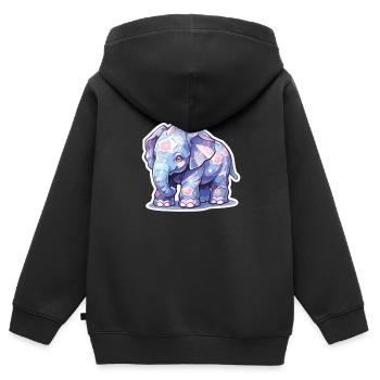 Éléphant Éléphant Éléphant Bébé Pachyderme - Sweat Premium à capuche zippé enfant bio - noir - Dos - AI Model Kid Male (0cm)