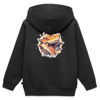 Dinosaure TRex - Sweat Premium à capuche zippé enfant bio - noir - Dos - AI Model Kid Male (0cm)