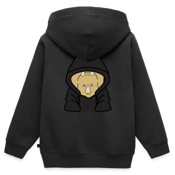Pas de dinosaures - Sweat Premium à capuche zippé enfant bio - noir - Dos - AI Model Kid Male (0cm)