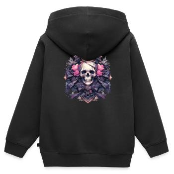 Skull Skull Skulls Skull Skeleton - Kids Premium Organic Zip-up Hoodie - black - Back - AI Model Kid Male (0cm)