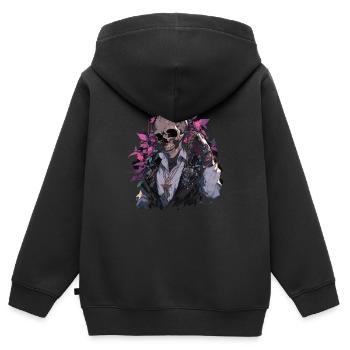 Skull Skull Skulls Skull Skeleton - Kids Premium Organic Zip-up Hoodie - black - Back - AI Model Kid Male (0cm)