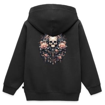 Skull Skull Skulls Skull Skeleton - Kids Premium Organic Zip-up Hoodie - black - Back - AI Model Kid Male (0cm)