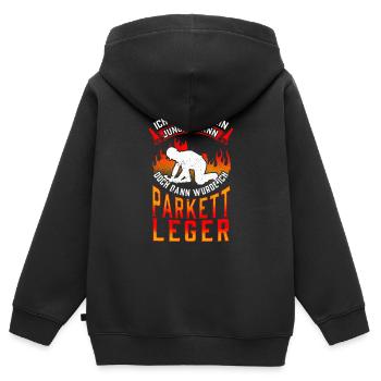 Parkettleger war mal jung Fußbodenleger - Kinder Premium Organic Zip Hoodie - Schwarz - Hinten - AI Model Kid Male (0cm)