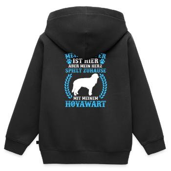 Spiele mit meinem Hovawart derber Bauernhund - Kinder Premium Organic Zip Hoodie - Schwarz - Hinten - AI Model Kid Male (0cm)