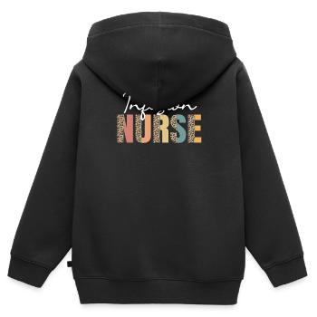 Infusionskrankenschwester Leopardenmuster - Kinder Premium Organic Zip Hoodie - Schwarz - Hinten - AI Model Kid Male (0cm)