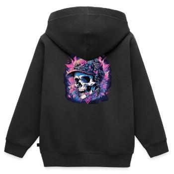 Skull Skull Skulls Skull Skeleton - Kids Premium Organic Zip-up Hoodie - black - Back - AI Model Kid Male (0cm)
