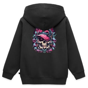 Skull Skull Skulls Skull Skeleton - Kids Premium Organic Zip-up Hoodie - black - Back - AI Model Kid Male (0cm)