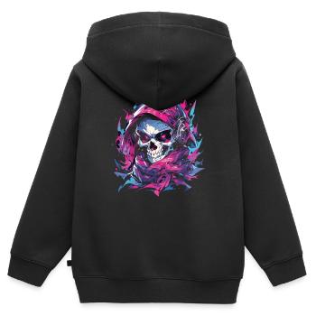 Skull Skull Skulls Skull Skeleton - Kids Premium Organic Zip-up Hoodie - black - Back - AI Model Kid Male (0cm)