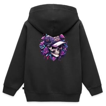 Skull Skull Skulls Skull Skeleton - Kids Premium Organic Zip-up Hoodie - black - Back - AI Model Kid Male (0cm)