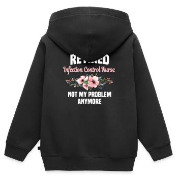 Infirmière en hygiène à la retraite - Sweat Premium à capuche zippé enfant bio - noir - Dos - AI Model Kid Male (0cm)